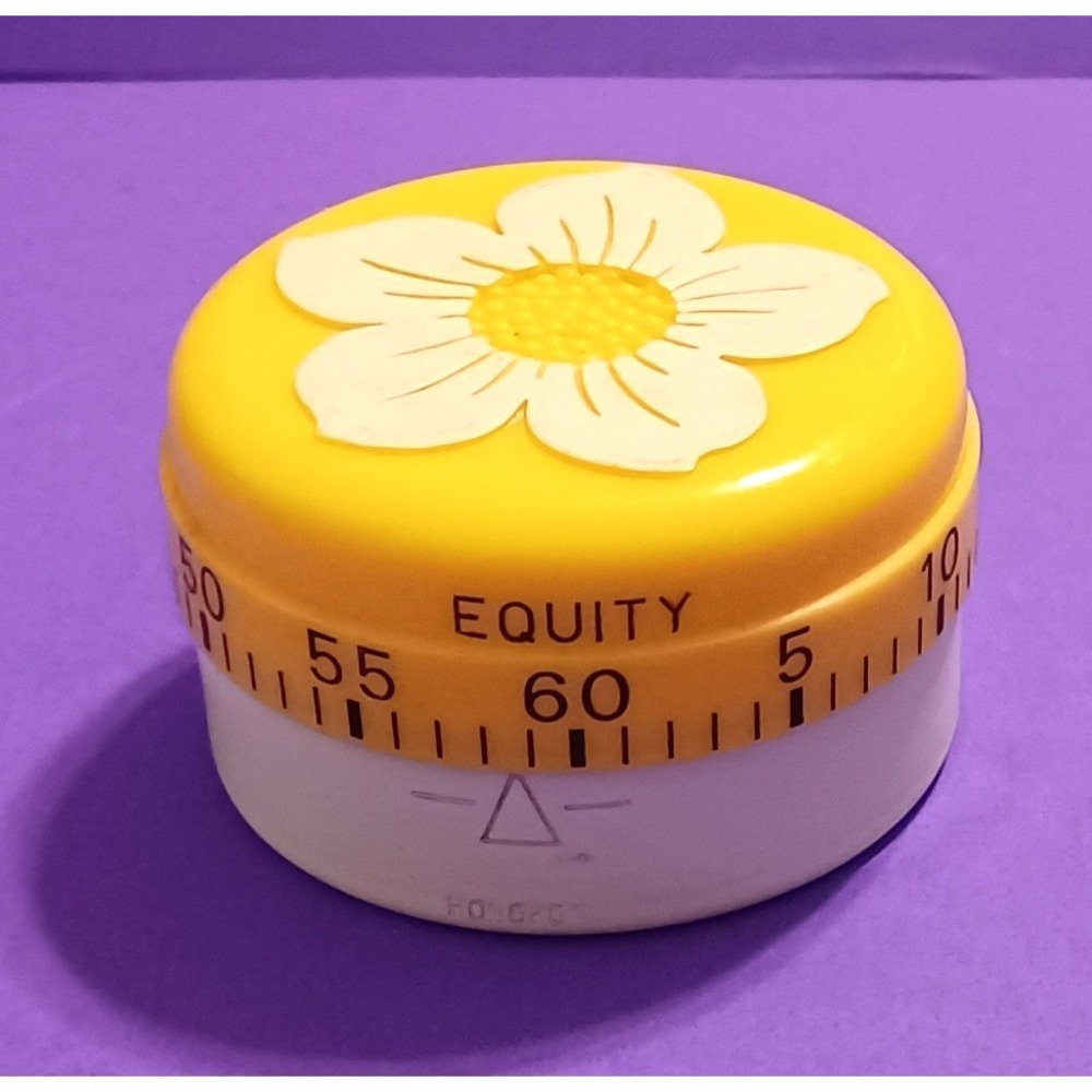 Vintage 1970 Equity Daisy Flower Power Yellow Mechanical Kitchen Timer - WORKS